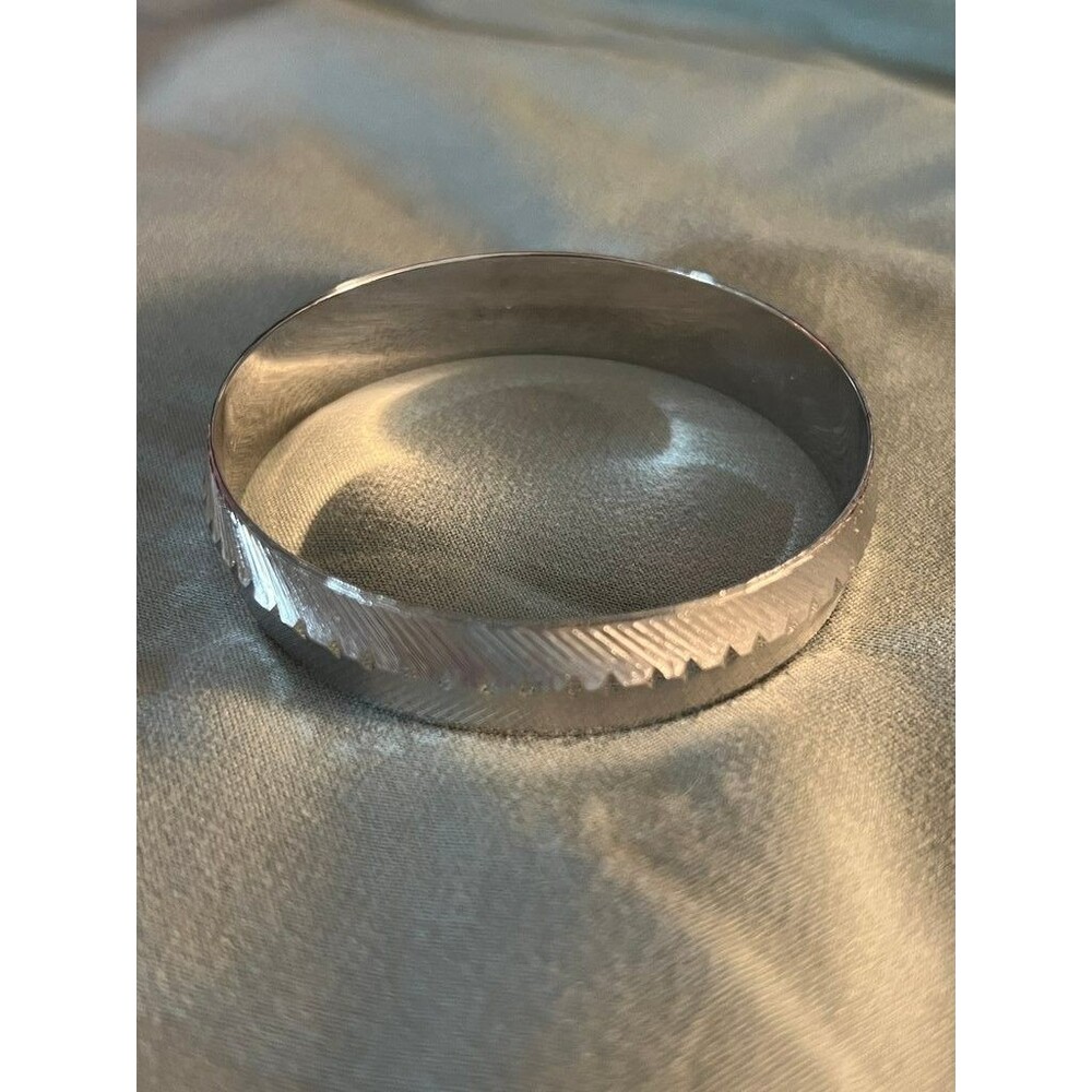 Monet Silver-Tone Textured Bangle Bracelet